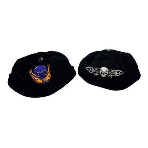 Bullet Proof Brand Fireater & Skull Crossbones Motorcycle Skull Cap